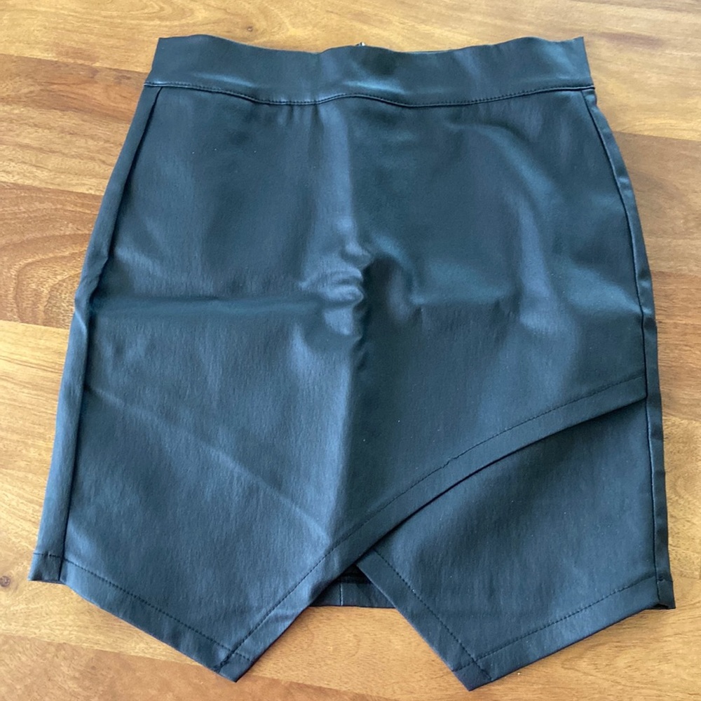 Black Faux Leather Mini Skirt
